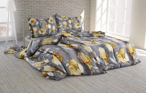Polášek Krepové obliečky Rozkvitnutý kvet - Šedá / žltá | 70 x 90 cm