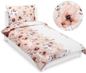 Bellatex Saténová posteľná bielizeň Flower salmon, 140 x 220 cm, 70 x 90 cm, 140 x 220 cm, 70 x 90 cm
