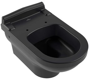 VILLEROY &amp; BOCH Hommage závesné WC s hlbokým splachovaním, 370 x 600 mm, Pure Black, s povrchom CeramicPlus, 6661B0R7