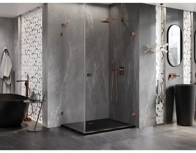 Mexen Lunar-B L pravý výklopný sprchový kút 95 x 70 cm, číre sklo, ružové zlato, 832L-095-070-60-00-P