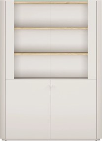 Vitrína Elivo 100 cm dvojdverová - kašmír / olejovaný dub