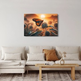 Obraz – Motýľ v zapadajúcom slnku (90x60 cm)