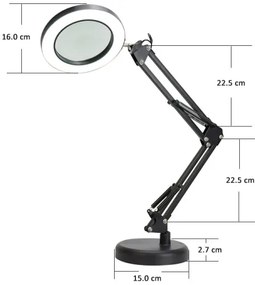 LED Stmievateľná stolná lampa s lupou LED/10W/230V 3000/4500/6000K