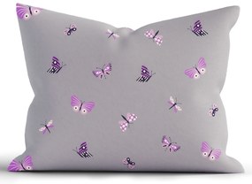 Bavlnená obliečka na vankúš Renforcé 70 × 90 cm - Motýliky tmavo sivé