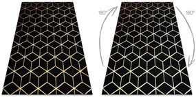 Koberec moderný 3D GLOSS 409C 86  Kocky glamour, art deco čierno / zlatý