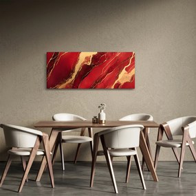 Obraz - Červeno-zlatý mramor (120x50 cm)