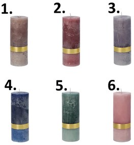 Rustikálna stĺpová sviečka v šiestich farebných prevedeniach 7,5 x 20 cm 39025