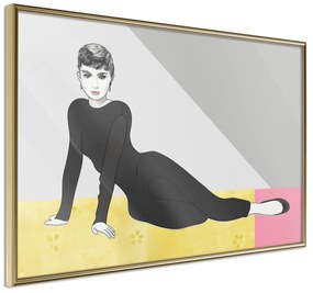 Artgeist Plagát - Beautiful Audrey [Poster] Veľkosť: 90x60, Verzia: Zlatý rám