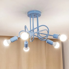 Prisadený luster OXFORD 5xE27/15W/230V, modrý