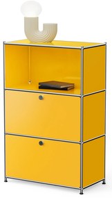 Komoda Kovová komoda »CN3« s výklopnými priečinkami, žltá