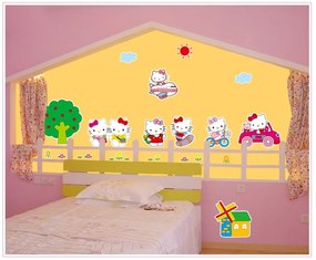 Veselá Stena Samolepka na stenu na stenu Hello Kitty na výlete