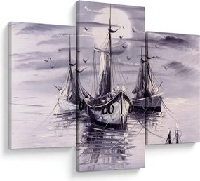 Obraz - Prístav, olejomaľba (90x60 cm)
