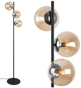 Stojacia lampa Paris, 3x medové sklenené tienidlo, B/CH