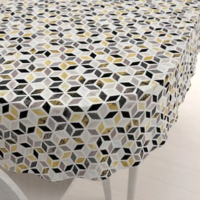 Biante Dekoračný oválny obrus Leona LN-065 Zlato-čierna mozaika 120x180 cm