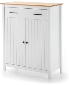 Biela vysoká komoda z borovicového dreva 90x110 cm Miranda – Marckeric