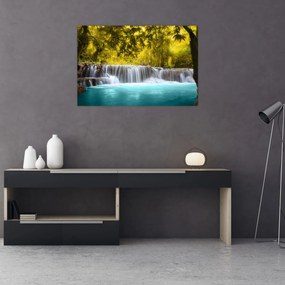 Obraz - Vodopád, s jasnými farbami (90x60 cm)