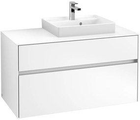 VILLEROY &amp; BOCH Collaro závesná skrinka pod umývadlo na dosku (umývadlo vpravo), 2 zásuvky, s LED osvetlením, 1000 x 500 x 548 mm, White Matt, C015B0MS