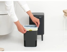 Matne čierny oceľový odpadkový kôš 4 l Bo Hi – Brabantia