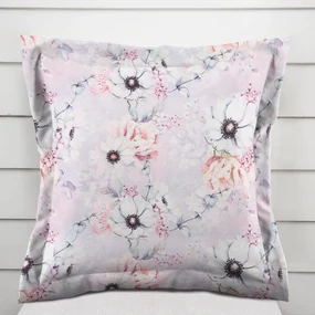 Biante Dekoračná obliečka na vankúš s lemom PML-068 Ružové kvety na sivofialovom 60 x 60 cm