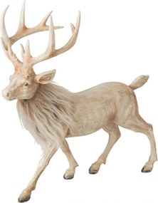 Vianočné dekorácie Jelen Deer s kožúškom svetlo béžový – 39*18*39 cm