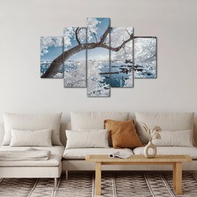 Obraz zasneženého stromu pri vode (150x105 cm)