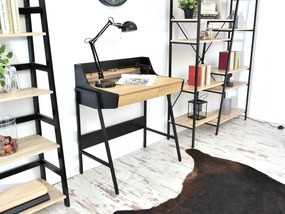 Minimalistický písací stôl RENO - čierny / dub sonoma