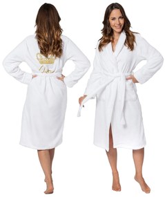 Tutumi Tutumi, dámsky župan Queen s golierom L/XL, biela-zlatá, SZL-05698