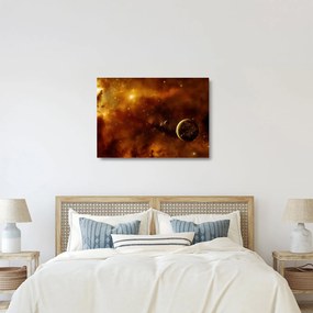 Sklenený obraz - Planéty s hmlovinou (70x50 cm)