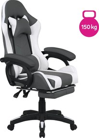 Kancelárske/herné kreslo s RGB LED podsvietením, čierna/biela, JOVELA