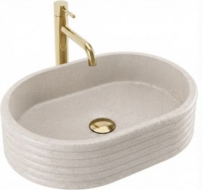 Umývadlo na dosku z kompozitného kameňa REA NICOLETTA BEIGE 50x36 cm, béžová