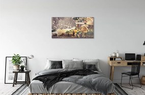 Sklenený obraz Darčeky vetvičky ozdoby 140x70 cm