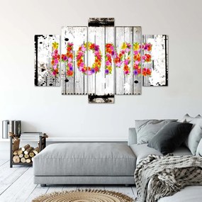 Obraz na plátně pětidílný Domů Květiny - 150x100 cm