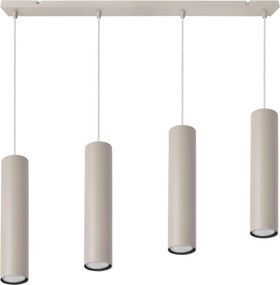 Závesné svietidlo Tuba, 4x béžové kovové tienidlo