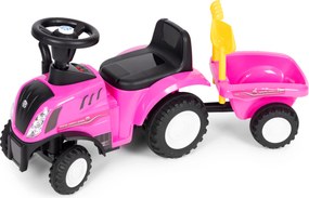 MULTISTORE Jazdítko traktor New Holland s príveskom, interaktívny volant so zvukmi, ružové 12m+