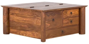 furniture-nabytek.cz - Masívny konferenčný stolík Merlin III z palisandru, lakovaný, hnedý – 95×95×45 cm