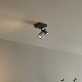 Moderný reflektor čierny s dymovým sklom otočný a naklápací - Gianni