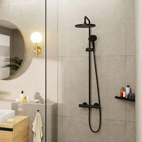 Hansgrohe Vernis Blend, Showerpipe 240 1jet EcoSmart 9 l, s termostatom, čierna matná, HAN-26428670