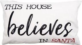 Bielo-čierna obliečka na vankúš s nápisom Believes in Santa Black&White X-Mas - 30*50 cm