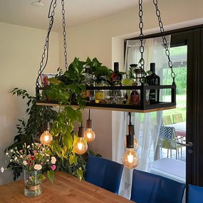 Inteligentné závesné svietidlo čierne s drevom vrátane 5 Wifi G95 - Shelf