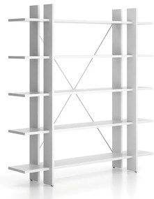 Kancelársky regál vysoký dlhý SOLID, 1800 x 400 x 1825 mm, biela