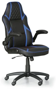 Kožená kancelárska stolička GAME, čierna/modrá