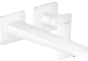 HANSGROHE Metropol 2-otvorová páková umývadlová batéria pod omietku, pre nástennú montáž, s rozetami, plná páka, výtok 225 mm, matná biela, 32526700