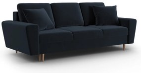 Tmavomodrá zamatová rozkladacia/s úložným priestorom pohovka 235 cm Kyoto – Cosmopolitan Design