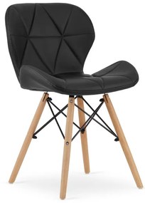 Set troch jedálenských stoličiek LAGO ekokoža čierne (hnedé nohy) (3ks)