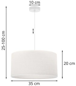 Závesné svietidlo Juta, 1x biele jutové tienidlo, (fi 35cm), w