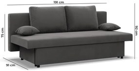 Pohovka NOLA rozkladacia, sivá / biela