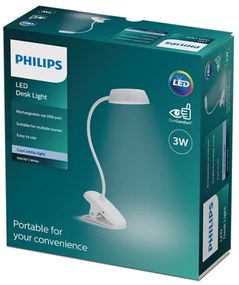 Philips - LED Stmievateľná lampa s klipom DONUTCLIP LED/3W/5V 1200 mAh biela