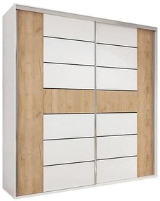 Skriňa Nela A18 Biely/kraft zlatá/Lacobel Biely