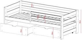 Detská posteľ z masívu borovice EGO so zásuvkami - 200x90 cm - biela