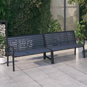 Dvojitá záhradná lavička 251 cm oceľ a WPC čierna